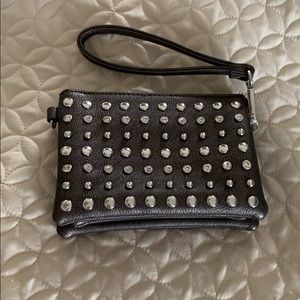 Gray studded wristlet